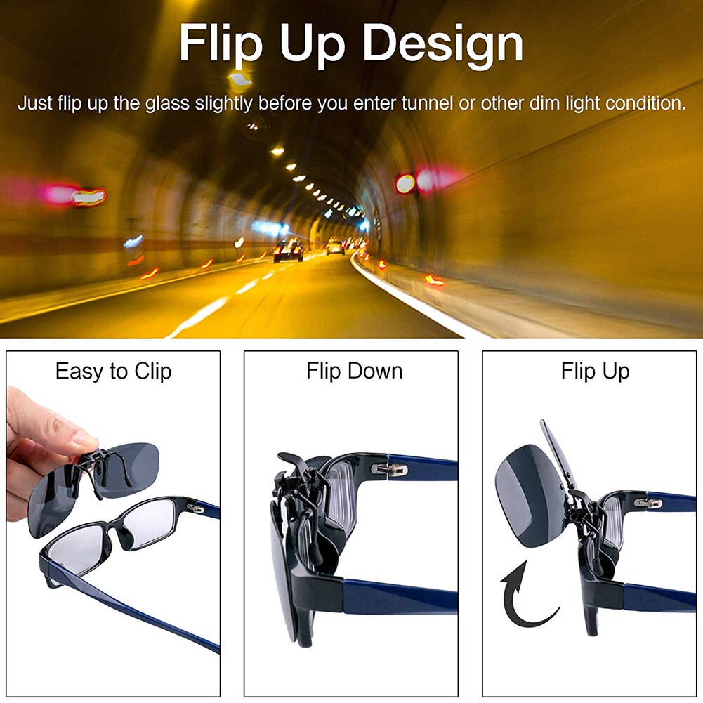 2 stuks outdoor zonnebrillen met clip-on gepolariseerde zonnebrillen voor het autorijden, grijze clip-zonnebrillen, gratis merk