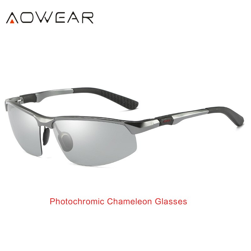 AOWEAR Photochromic Sunglasses Men Polarized Chameleon Glasses Male Change Color Sun Glasses HD Day Night Vision Driving Eyewear: C3 Grey