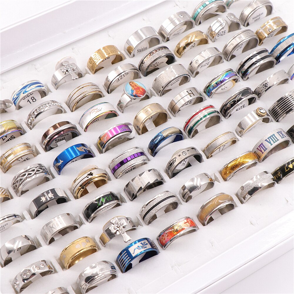 Di modo 20 pz/lotto Delle Donne Degli Uomini di Gioielli In Acciaio Inox Anelli a Fascia Per Il Regalo Del Partito di Stile Della Miscela