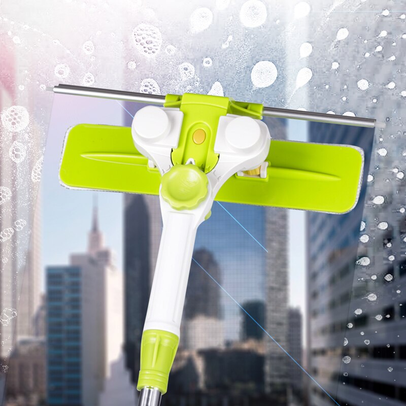 Schoonmaken Ramen Zuigmond Microfiber Uitschuifbare Venster Scrubber Cleaner Gereedschap 180 Draaibare Borstel Voor Hoge Windows