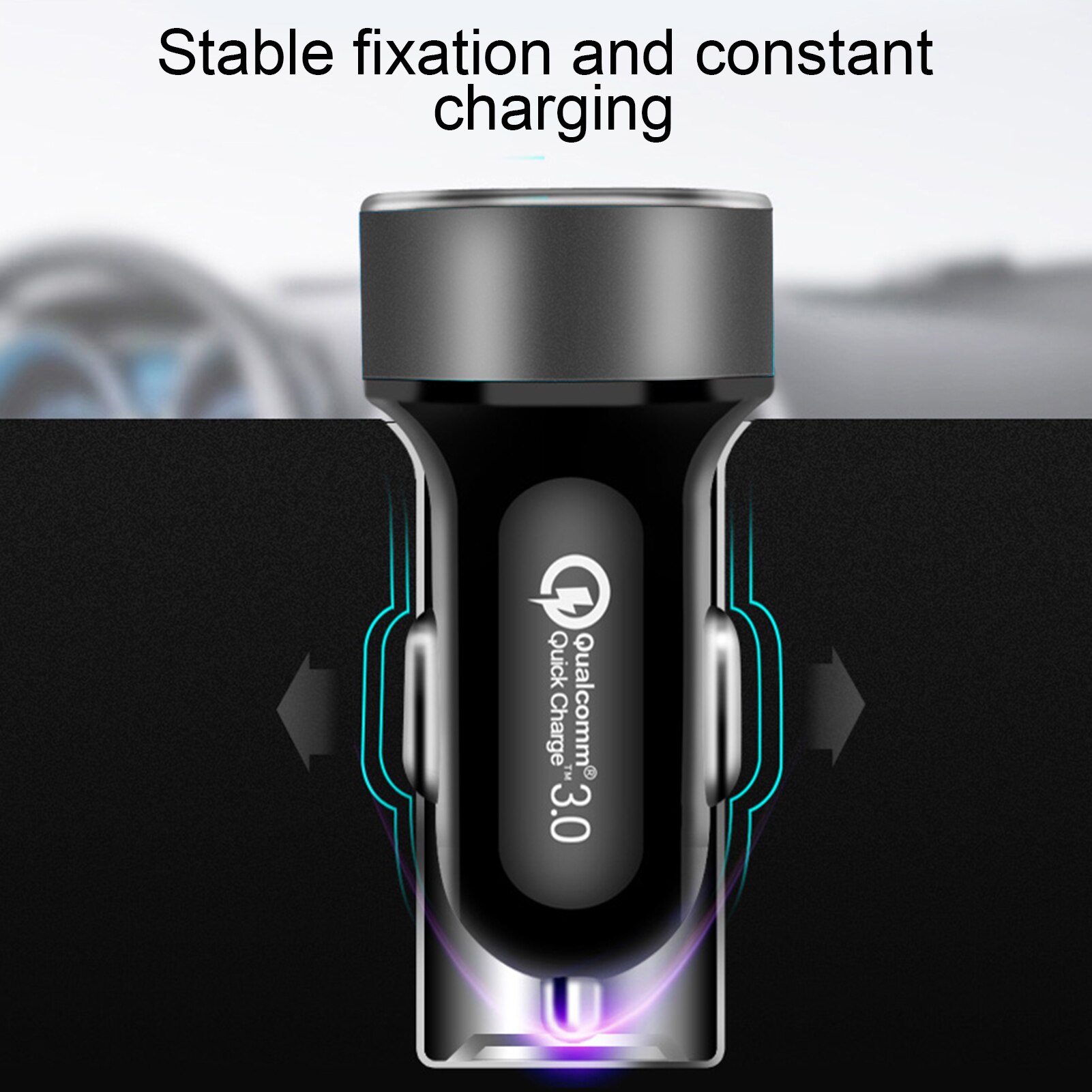Universell billader Dobbel usb digital skjerm 5 vqc 3.0+2.4 acar laderadapter biltilbehør interiør til iphone  xr 11