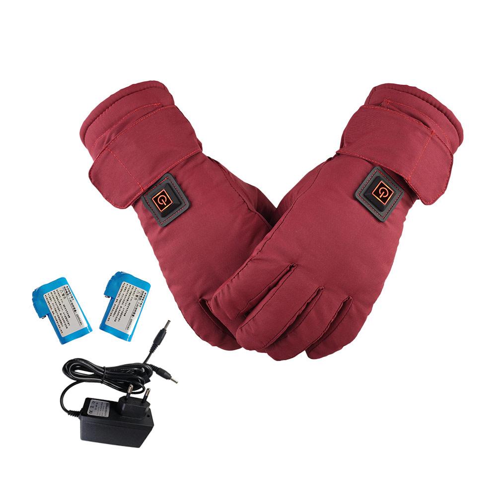 Women Electric Heated Gloves Rechargeable 2600MA Lithium Battery Waterproof Touch Screen Motorcycle Scooter Skiing Heating Glove: EU plugs