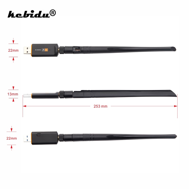 Kebidu Netzwerk Karte 1200Mbps USB 3,0 kabellos Wifi Adapter Dual Band Für Laptop Schreibtisch 802,11 ac Standard mit Antenne empfänger
