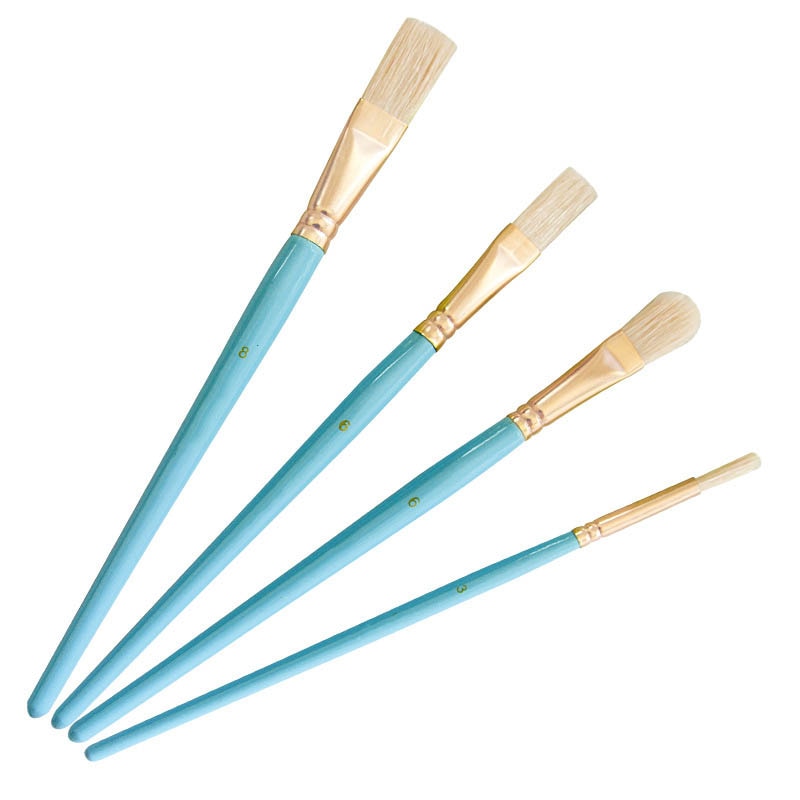 Pincel de pintura para artista, suministros de Arte de dibujo con mango de madera, tubo de aluminio, cerdas de cerdas, 4 Uds.