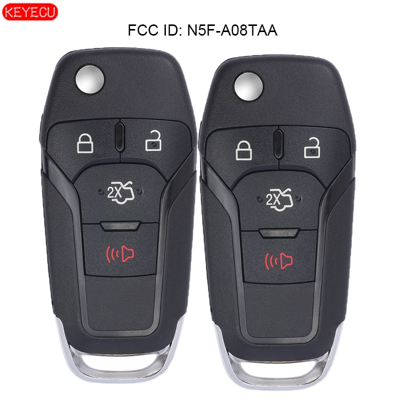 Keyecu 2 Stks/partij Flip Remote Key Keyless Entry Fob 4 Knop 315 Mhz Voor Ford Fusion Fcc id: N5F-A08TAA
