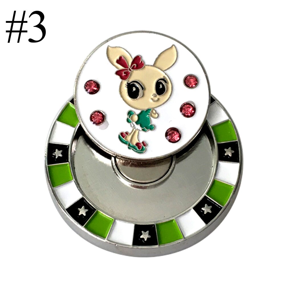 Double Layer Golf Ball Markers Assorted Patterns, Mark Golf Hat Clip Divot Tool Accessories: 3