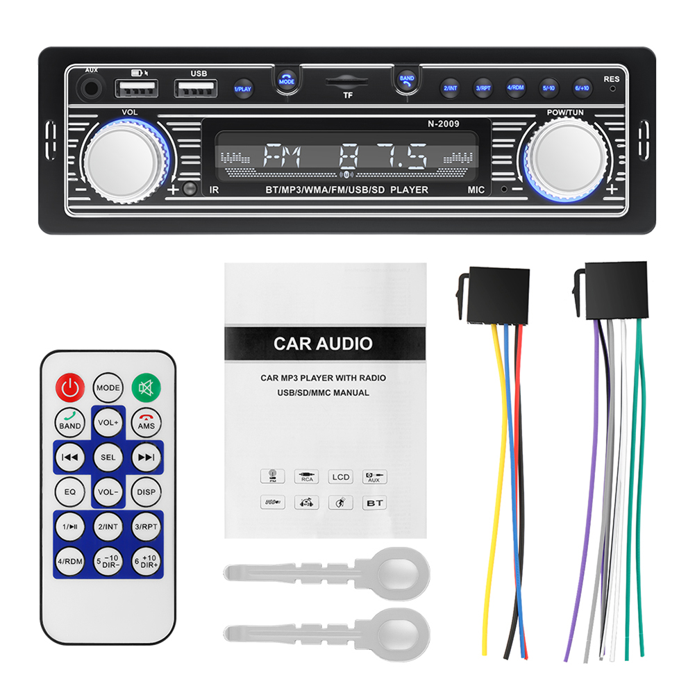 Autoradio stereo usb aux autoradio stereo  mp3 soitin bluetooth-yhteensopiva kaukosäätimellä elektroniikka lisävarusteet