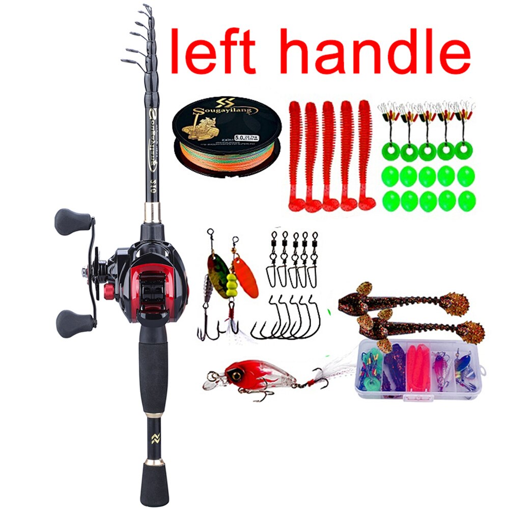 Sougayilang 1.8-2.4m teleskopisk casting fiskeri combo bærbar ultralet stang og fiskehjuls fiskegrej med 7.1:1 gearforhold: Lysegrå / 2.1 m