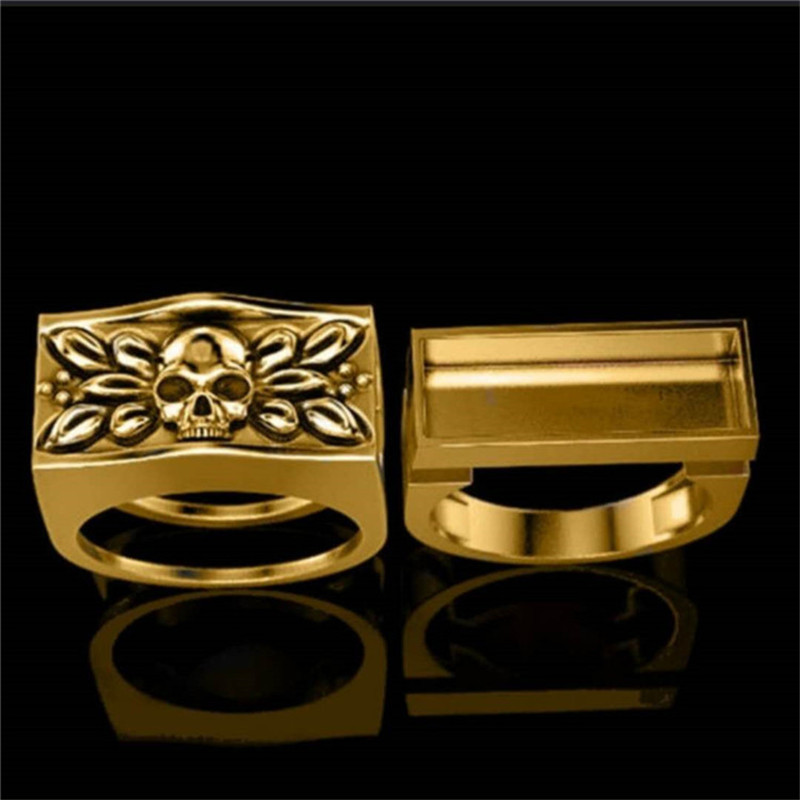 Anillo de calavera Punk Hiphop para hombre, caja Invisible creativa, almacenamiento de dedo, amistad, de , joyería e833: 6 / Negro