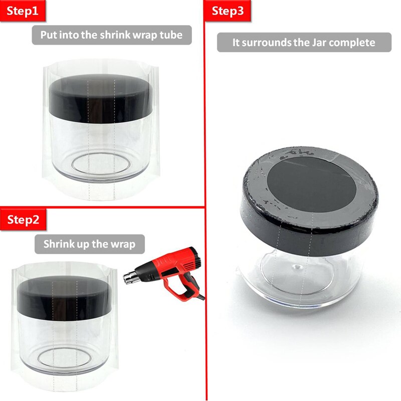 200Pcs Clear PVC Heat Shrink Wrap Film for 10g 15g 20g Plastic Cosmetic Container Lip Blam Container