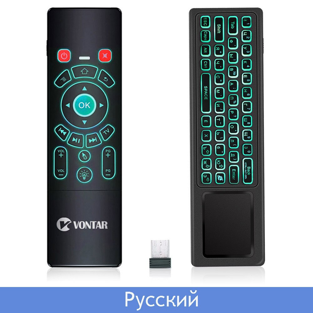 VONTAR T6 Plus Backlit Russian English 2.4GHz Air mouse Wireless Keyboard & touchpad Remote Control for Android TV Box mini PC