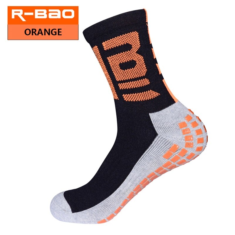 Rb6604 r- bao voksen terry sål fodbold sokker høje skridsikre fodbold korte sokker: Orange