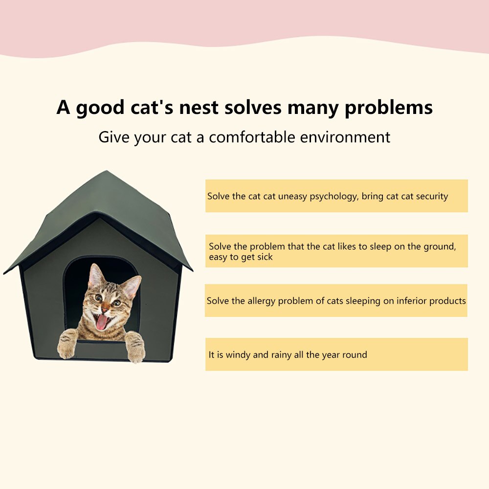 Pet House Waterproof Rainproof Warm Comfortable Portable Foldable Semi-Enclosed Outdoor Sleeping For Pet Supplies