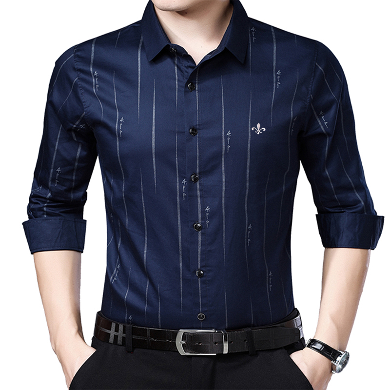 Me skjorte herre stripete kjole skjorter herre langermet slim fit business casual skjorte camisa