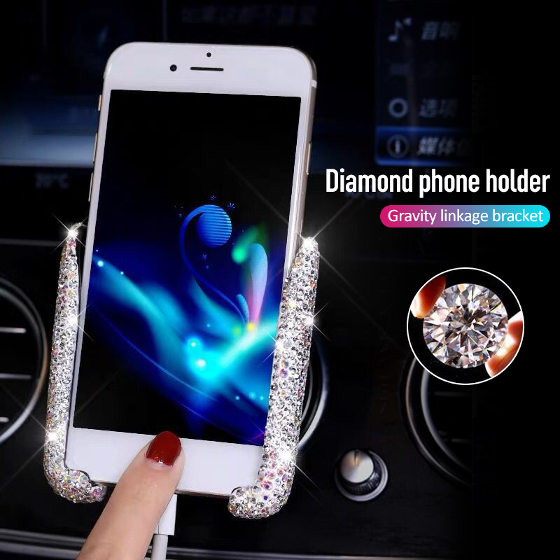 Zwaartekracht Universele Auto Telefoon Houder Vrouwen Diamant Kristal Auto Air Vent Mount Mobile Phone Holder Stand In Auto voor IPhone samsung