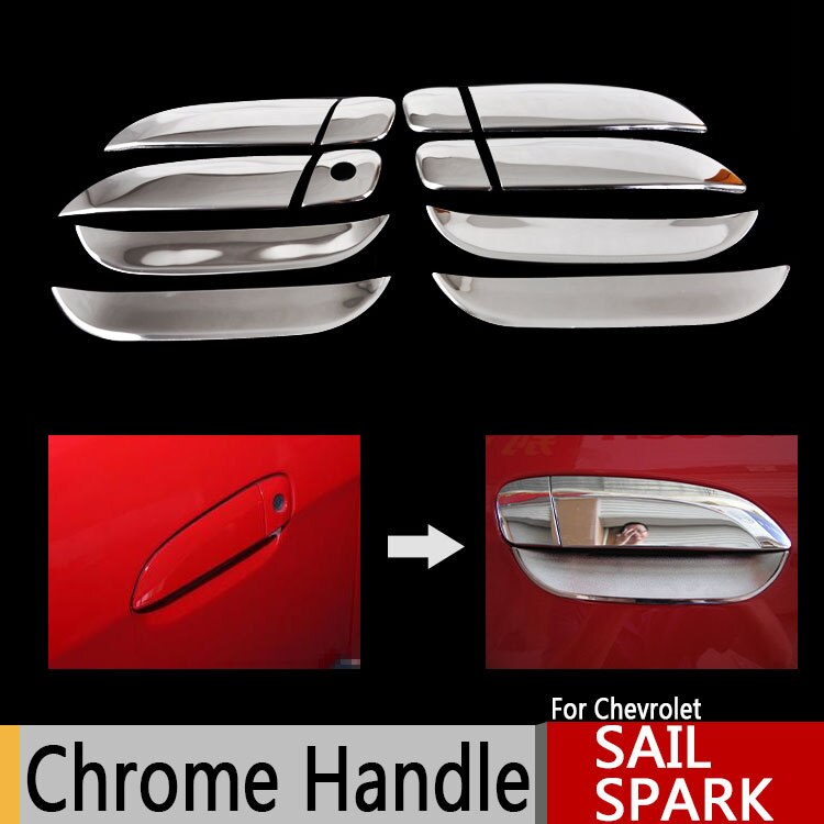 Voor Chevrolet Sail Zeil Classic Chrome Deurgrepen Covers Chevy Chroom Styling Auto-accessoires Stickers Auto Styling