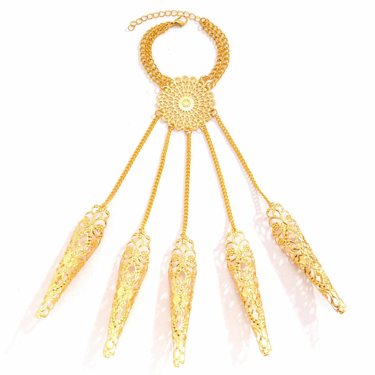 Vintage Goth Dubai Indian Hollow Finger Pols Chain Armbanden voor Vrouwen Wo Bridal Punk Nail Ringen Armband Cosplay Hand Sieraden