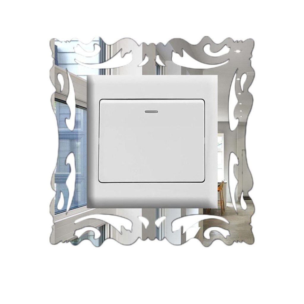 Autocollant imperméable en acrylique pour interrupteur , 1 pièce, cadre Photo de Style miroir mural, décoration de maison, pour interrupteur de magasin, meilleur: Silver 