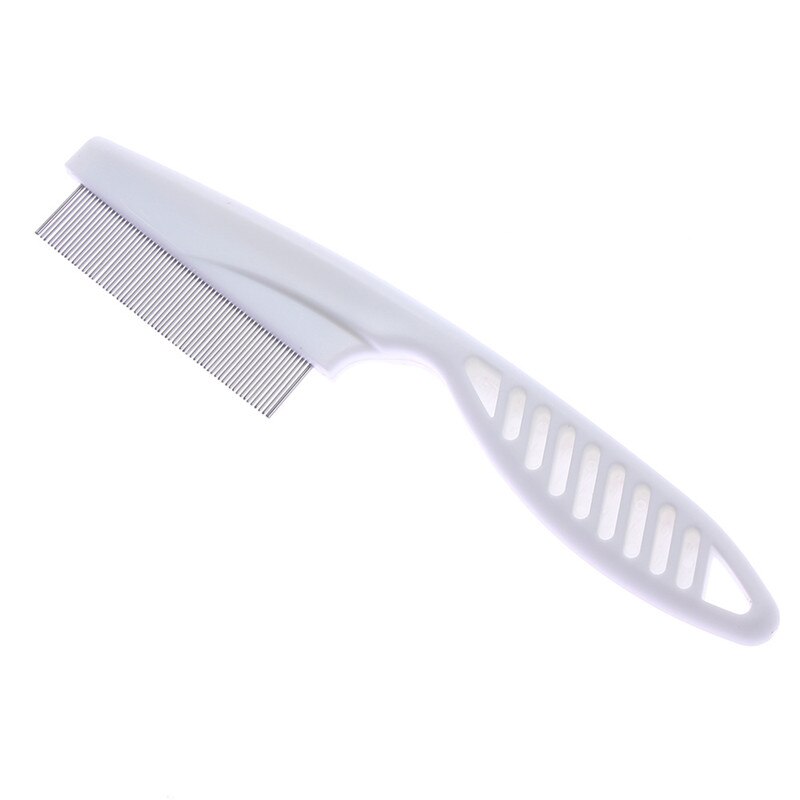 Dog Cat Flea Comb White Blue Pet Grooming Comb Stainless Steel Pin Pet Hair Cleaning Tool
