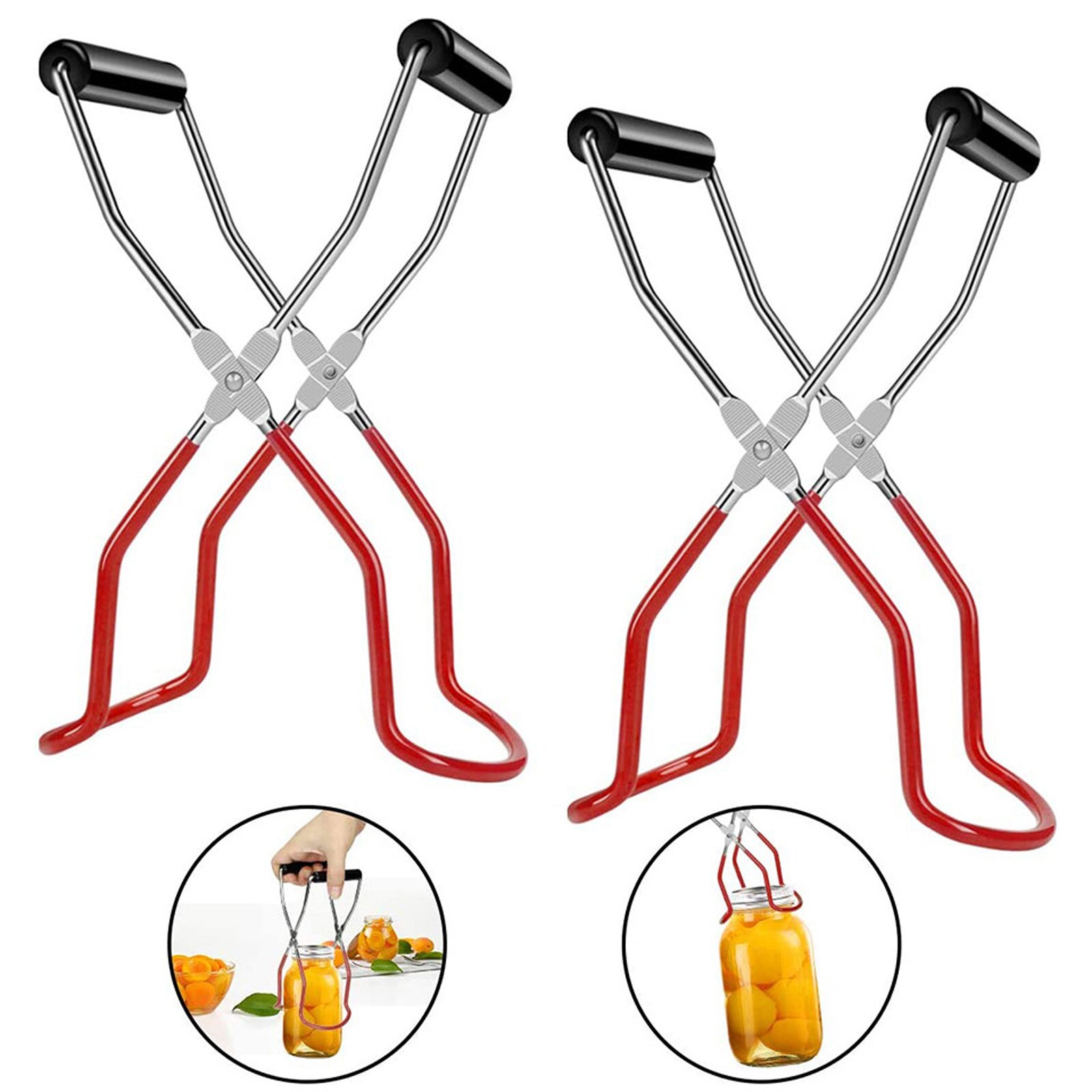 Canning Jar Lifter Non-Slip Powerful Canned Bottle Clamp with Heat Proof Handle for Jam-Jar: Red