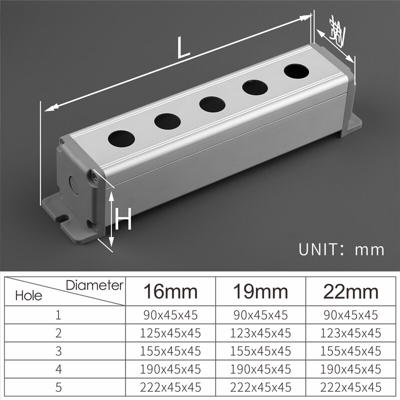 Lanboo 16/19/22mm metal-trykknap-afbryder vandtæt boks 1 2 3 4 5- huls aluminiumslegeringsboks med udendørs strømkontrolboks