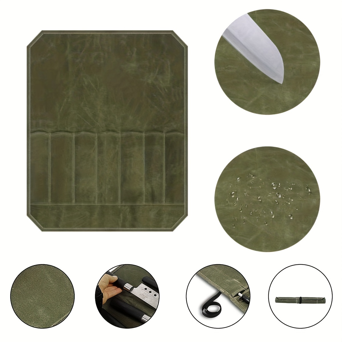 Messenhoesjes Organizer-Duurzame Gewaxte Canvas Constructie, Koksmes Roltas, Draagbare Koksmessen Met 7 Sleuven
