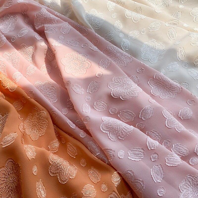 Tela de gasa elástica de cuatro lados para mujer, tejido de flores de corte jacquard DIY, de Hanfu, novedad