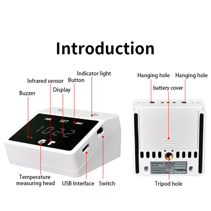 Bluetooth Infrared Thermometer Non-Contact Forehead Body Thermometer LCD Display Office Metro Home Use