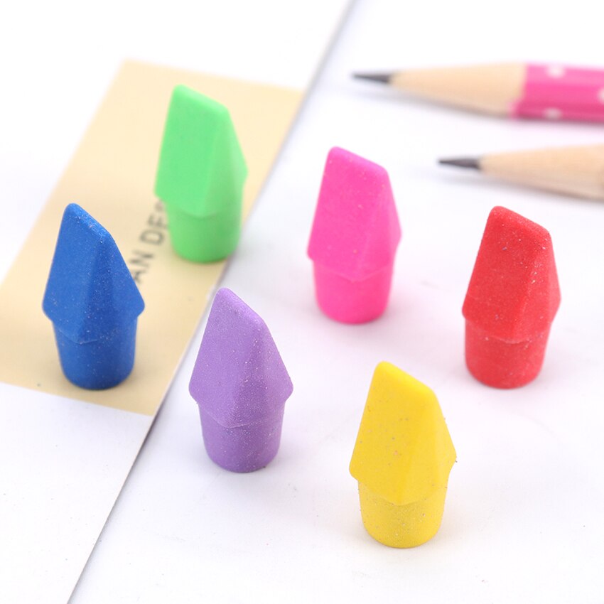 10 PCS Erasers Pencil Top Eraser Caps Chisel Shape Pencil Eraser Toppers Student Painting Correction Supplies Stationery