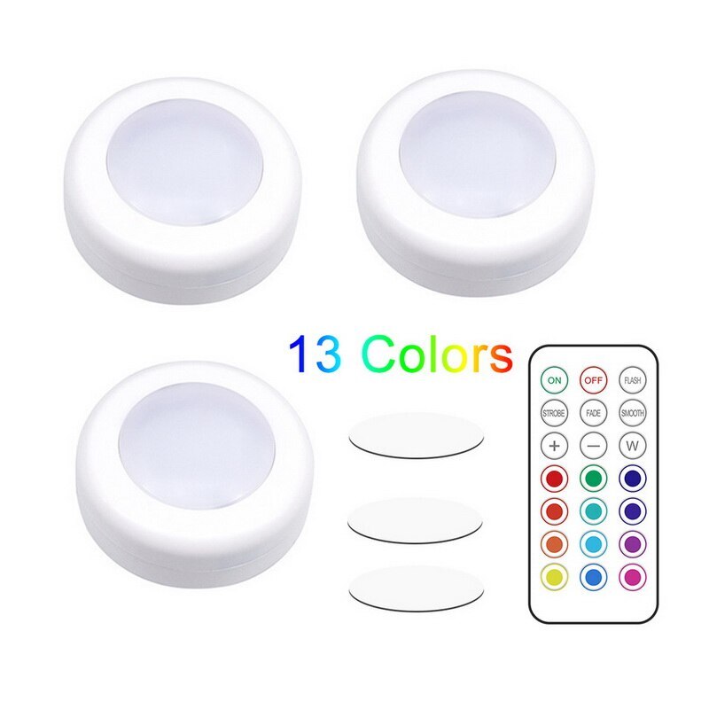 LED Color Changing Puck Lights Dimmable Under Cabinet Lights With Remote Control For Kitchen Stairs Closet: 3 lights