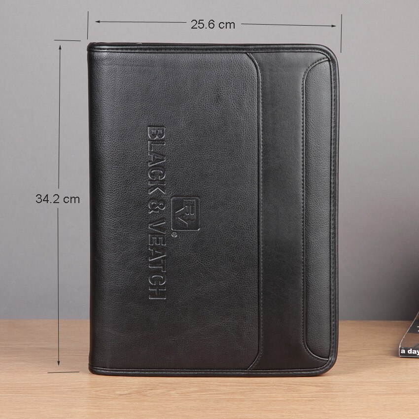 A4 läder filmappshanterare dokumentväska expanderande filorganisatör portfölj padfolio mappar dragkedja usb loop 1178