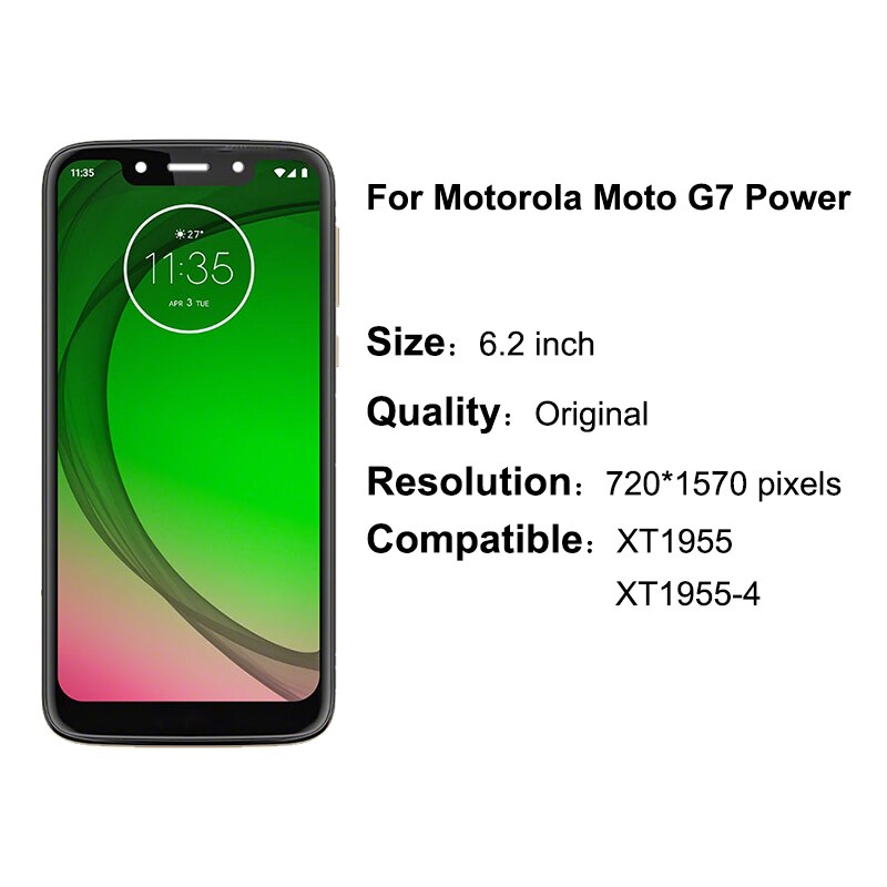 Original For Motorola MOTO G7 Power LCD Display Replacement Touch Screen Digitizer Assemble For Moto G7 Power XT1955
