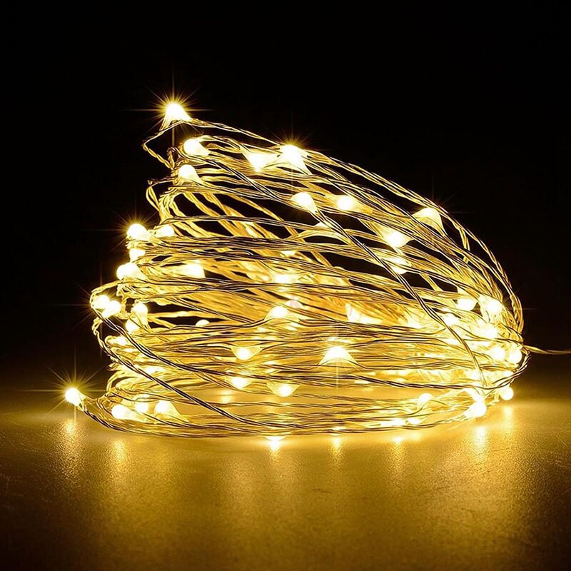 Guirlande lumineuse LED en fil de cuivre, 5M 10M, alimenté par USB, féerique, Festival de noël, mariage, décoration étanche