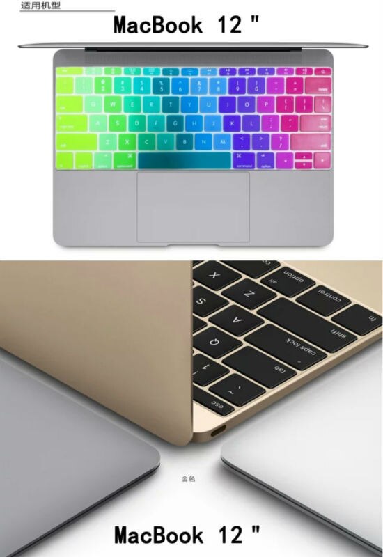 Rainbow US English letter colorful Silicone keyboard cover for macbook air 12 Pro 13 Non Touch Bar A1708