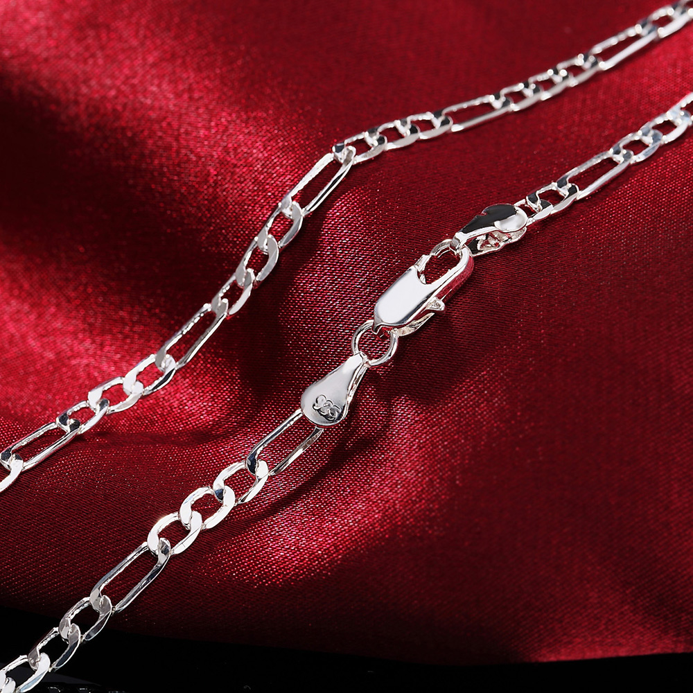 925 Sterling Zilver 4Mm Ketting Voor Mannen Vrouwen Armband Ketting Sieraden Set Lady Christma Charms Wedding