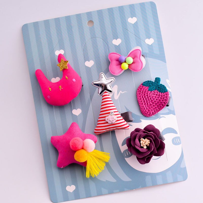 Barrettes pour cheveux de princesse, 5 pièces/6 pièces: 6pcs red