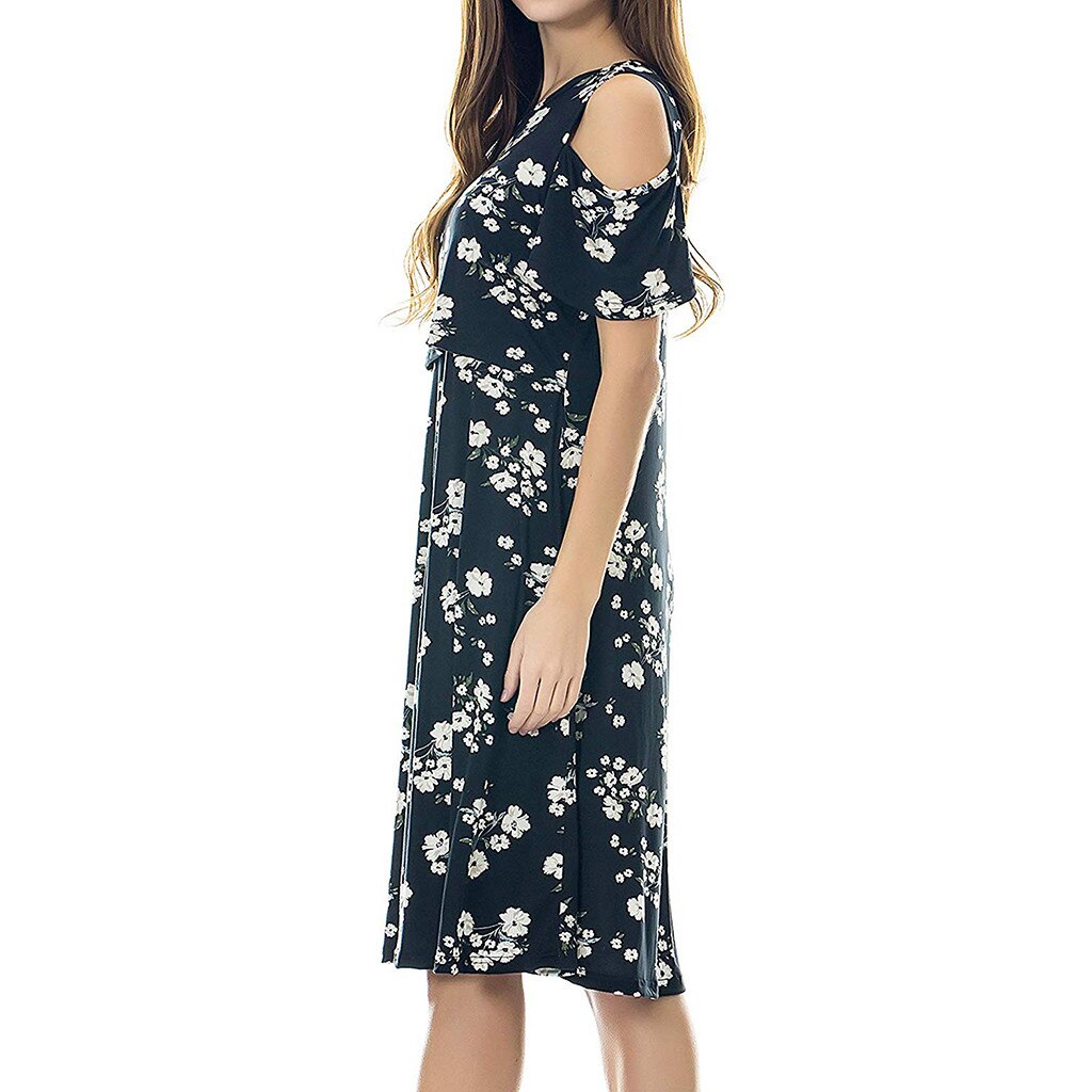 Women Pregnant maternity dresses Nursing Solid Breastfeeding Summer Small Floral Maternity Dress платье летнее женское