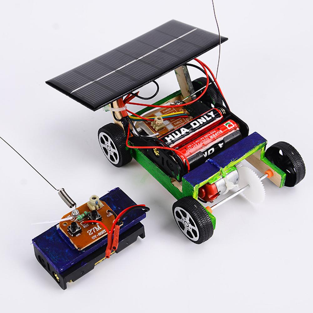 RCtown Wooden DIY Solar Powered RC Car Puzzle Assembly Science Vehicle Toys Set for Children