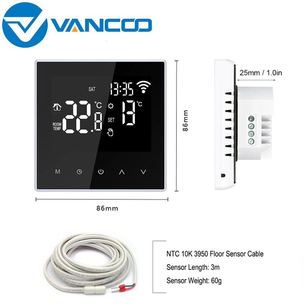 Vancoo Tuya WiFi Smart Thermostat 220V for Electric Floor Heating Water/Gas Boiler Temperature Remote Controller LCD Display