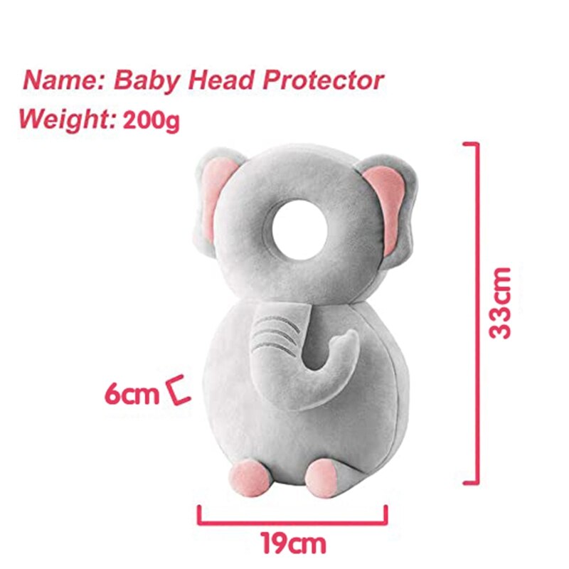 Baby Head Protector Toddlers Head Safety Pad Cushion Baby Back Protection Prevent Head and Shoulder Injured Gray