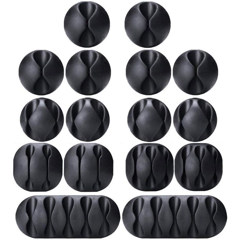 Cable Clips, 16 Pack Cord Organizer Cable Management Self Adhesive Cord Holders for Organizing Cable Home and Office