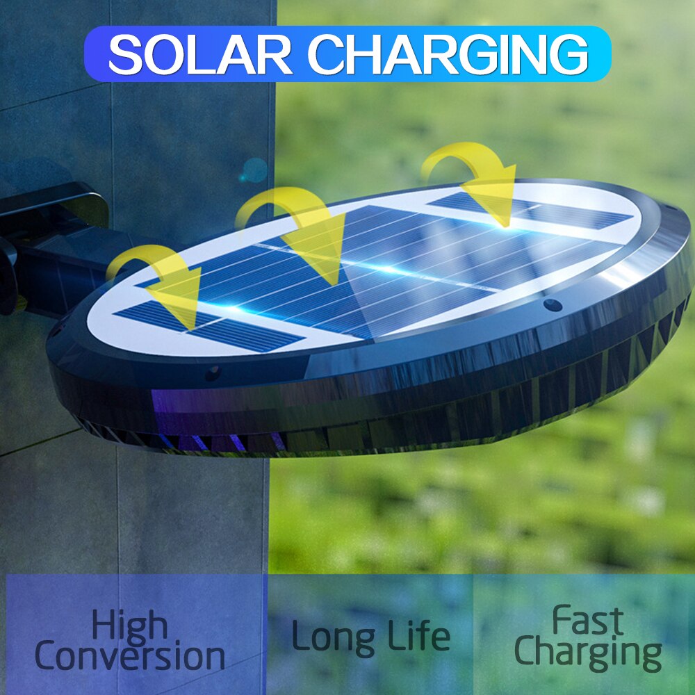 IP65 Waterdichte Outdoor Zonne-verlichting 100W Led-straatverlichting Solar Ronde Wandlamp Met Afstandsbediening Home Tuin Hek lamp