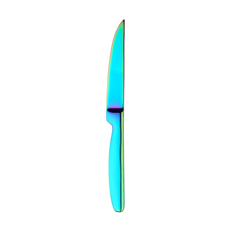 4 stk rustfritt stål regnbue frukt kniv skarpe bord kniver sett restaurant bestikk middag kniv gull kniver servise sett: Regnbue -4 stk