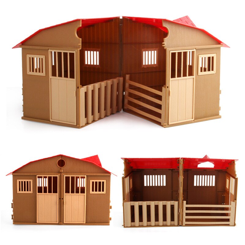 25 pcs Set Simulation Farmhouse Scene Model Children Farm DIY Toy Accessories Fences Fork Broom Wooden Box Haystack Real life