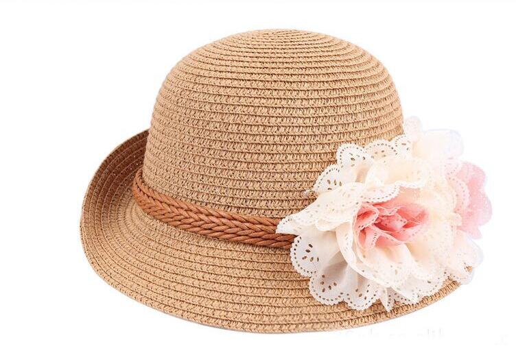 2017 nowe letnie dzieci kwiatowy kapelusze słomkowe kapelusz fedora dzieci przyłbica plaża słońce dziewczynek Sunhat szeroki kapelusz z opadającym rondem Panama dla dziewczyny: 1