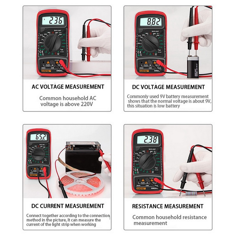 1PC Digital Multimeter AC/DC Ammeters Volt Ohm Tester Meter Multimetro With Thermocouple LCD Backlight Portable