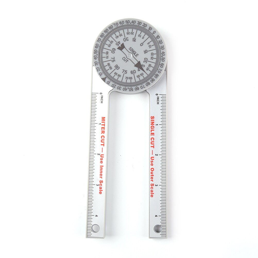 Transportador de sierra ingletadora de 360 grados, regla angular, medidor de nivel, medidor de inglete, goniómetro para herramientas de medición de carpintería: White no Pencil