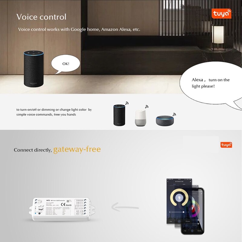 Tuya zigbee led-controller  dc 12v 24v 15a 5 in 1 rgb cct rgbw rgbcct led-streifen-controller  rf 2.4g fernbedienung smart home  wz5