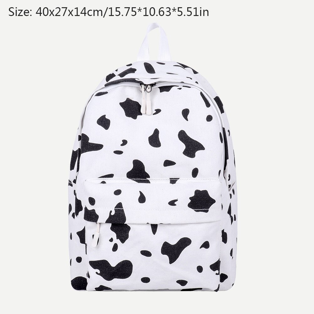 Ko mønster rygsæk til piger skole teenagere vintage afslappet skoletaske mochila feminina laptop taske tasker bogtaske rejsetaske: Skriv en hvid