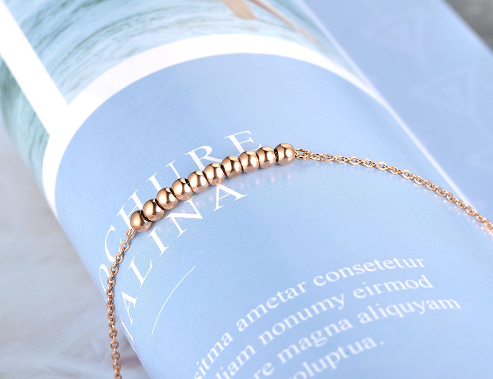 JeeMango Trendy Titanium Stainless Steel Small Beads Charm Bracelet For Women Bohemia Summer Chain Link Bracelet Jewelry JB19075